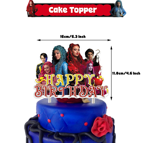 Descendants: The Rise of Red Födelsedagsfest Dekorationer Banner Ballonger Tårta Cupcake Toppers Set