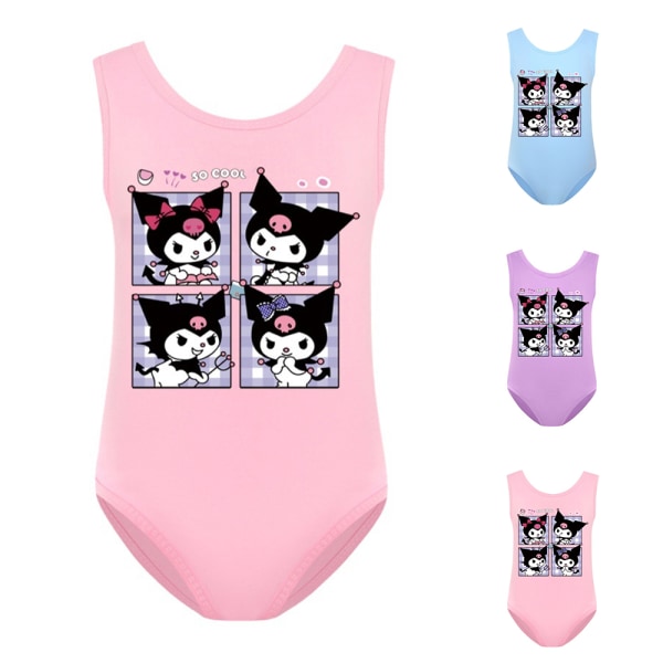 Kuromi Print Barnflickor Monokini Baddräkt Simdräkt Surf Strandkläder Purple 130cm