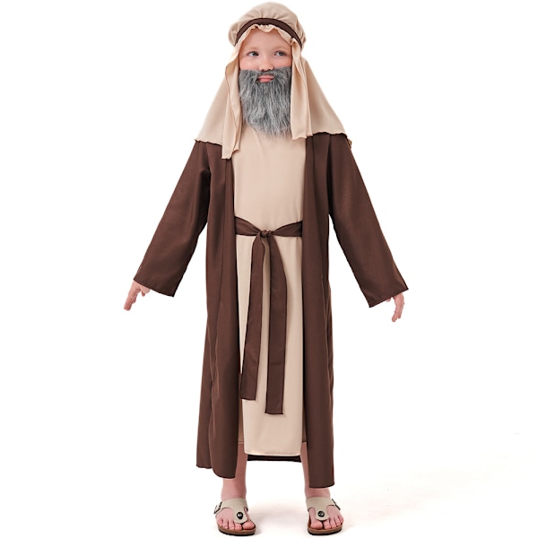Modekläder för Halloween, Klädset för Babybarn Långärmad Halloween Arab Brun Farfar Mellanålders Kläder 3-delad Dräkt M