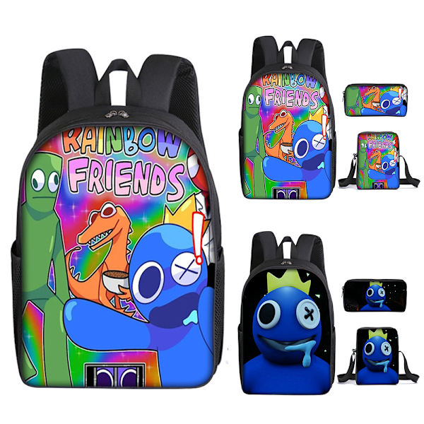 3-pack Roblox Rainbow Friends Ryggsäck Lunchväska Pennfodral B