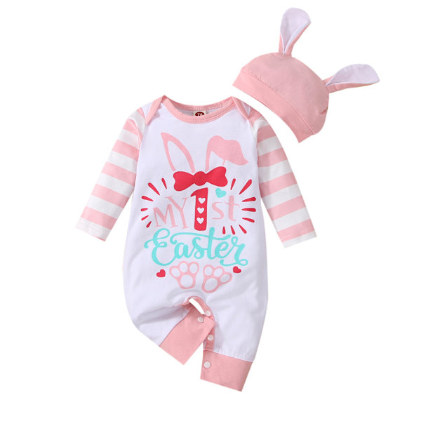 Påskkläder för barn, långärmad body, flickbody, hatt 3-6M