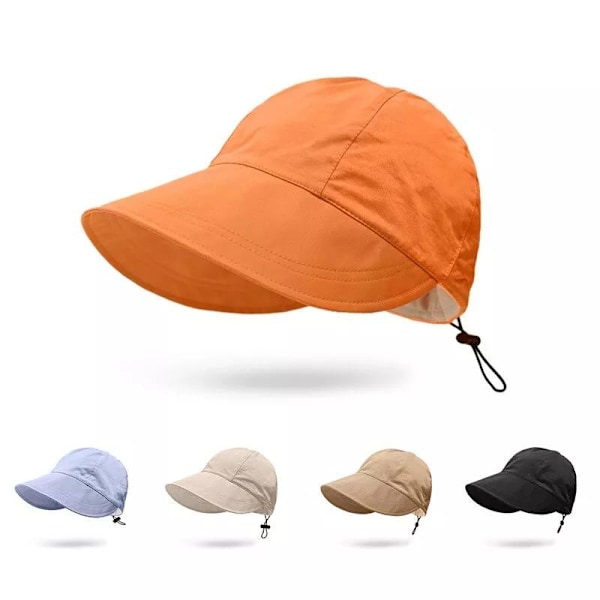 Solhatt för kvinnor, UV-skydd för utomhusbruk, bredbrättad solhatt med hästsvansöppning, strandhattvisir för golf, trädgårdsarbete, pool, resor Beige