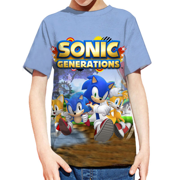 Sonic Boy 3D Printed T-shirt Kid Korta ärmar Casual D 130cm