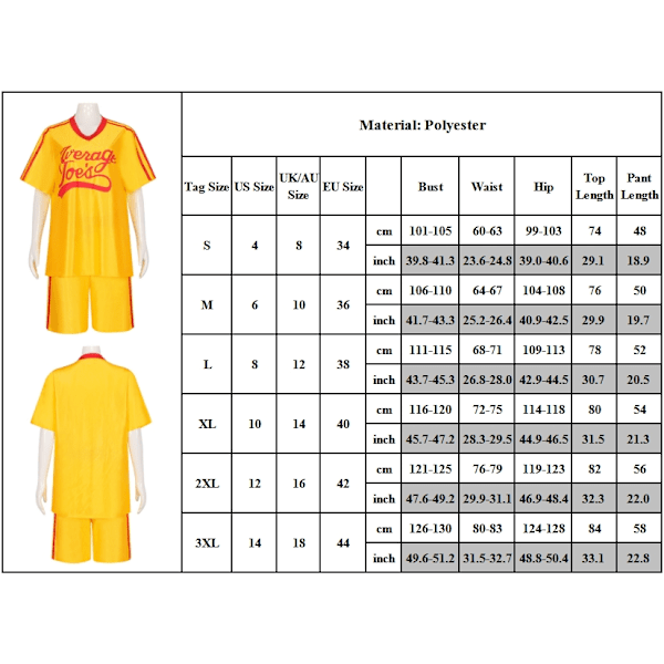 2024 Dodgeball - En Sann Underdog-Historia - Average Joe's T-shirt och Shorts Set - Halloweenfestklädsel Womens M