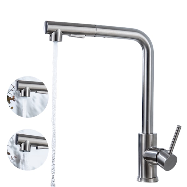 Køkkenarmatur 360° drejeligt, køkkenvask i rustfrit stål Stainless steel color