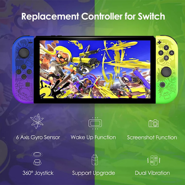 Trådlöst par spelkontroll för Nintendo Switch Joy Con - Joypad för Splatoon 3