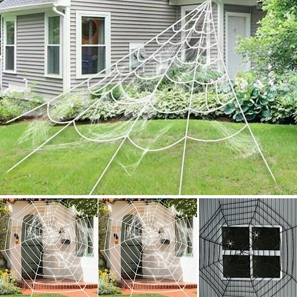 Halloween Dekoration Skräck Halloween Web Festival Tema Dekoration Prop för Dekorationer Inomhus Utomhus Gård Trädgårdsfest White 7*5.5m