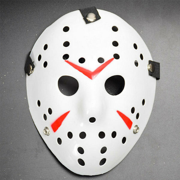 Halloween-fest Jason Vorhees malet hockeymaske All White