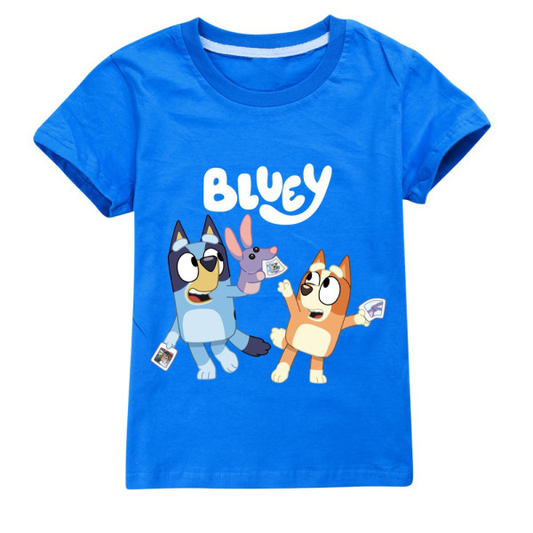 Barn Pojkar Flickor Bluey Print Summer Beach Kortärmad T-shirt Toppar 2-14Y Blue 150cm