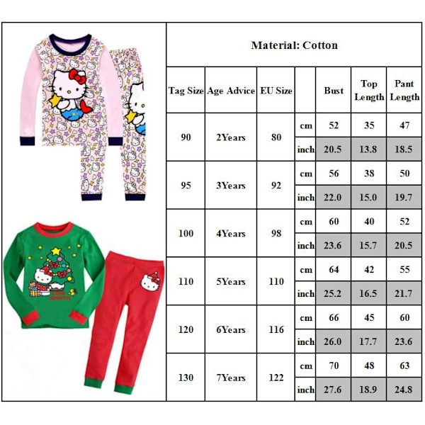 Katie Små Flickor Pyjamas Grafisk Långärmad Topp & Byxor Sovkläder Set Hemmakläder Pj's #1 130cm