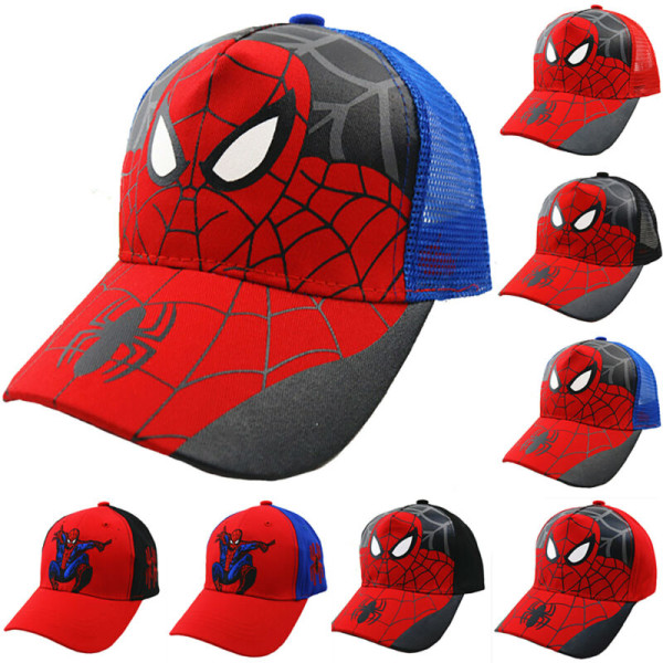 Barnpojkar Spiderman Baseball Cap Hip Hop Mesh Snapback Sport Mesh Blue