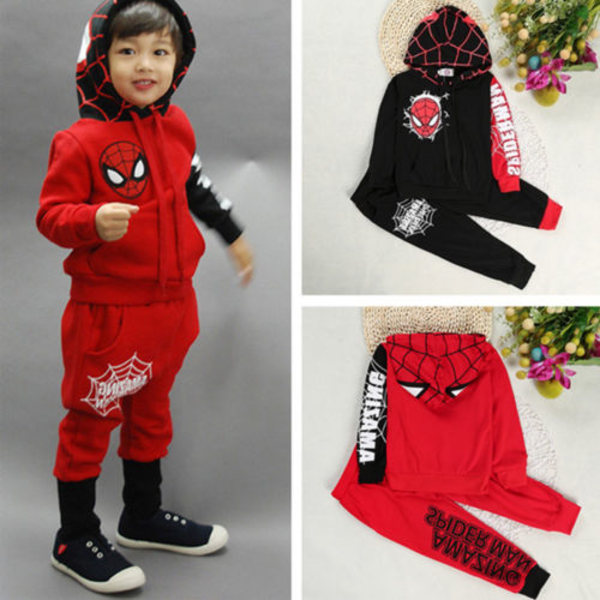 Spiderman Barn Sport Casual Höst Hoodies Byxor Tröja Red 5-6 Years