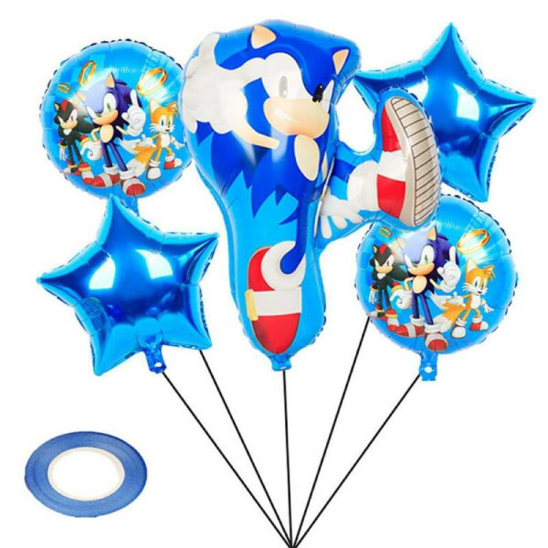 Sonic The Hedgehog Party Ballonger Set Kid Födelsedag Tecknad Inredning Silver