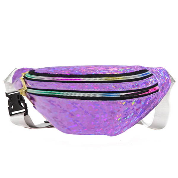 Midjeväsk Laser Sekvens Fanny Pack Bältesväska för Kvinnor och Män purple