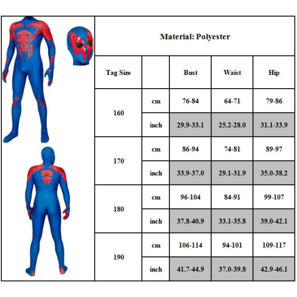 Vuxna Halloween kostym Spider-Man Body Skinny Jumpsuit 190cm