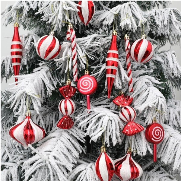 1 st julgranskulor Flerfärgade Julhängande Trädberlocker Julgransprydnader Boll Hemfest Dekoration Present Nyår 14PCS
