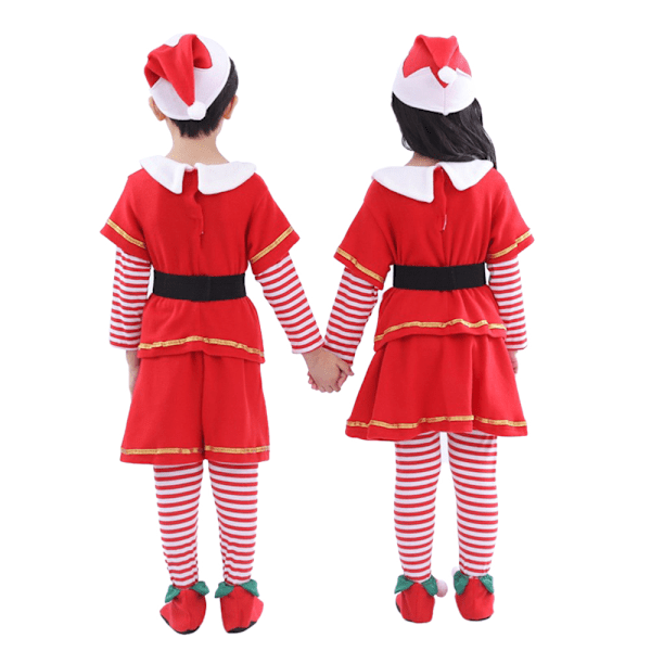 Jultomte Cosplay Kostym för Barn Pojkar Flickor Juldräkt Kläder Set Girls 130cm