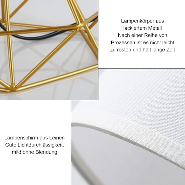 Bordlampe med kabelbryter - Dekorasjon for stue - soverom, vinduskarm, metall