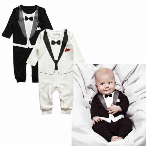 Baby Toddler Pojke Barn Gentleman Romper Födelsedag Bodysuit Kostymer red&white