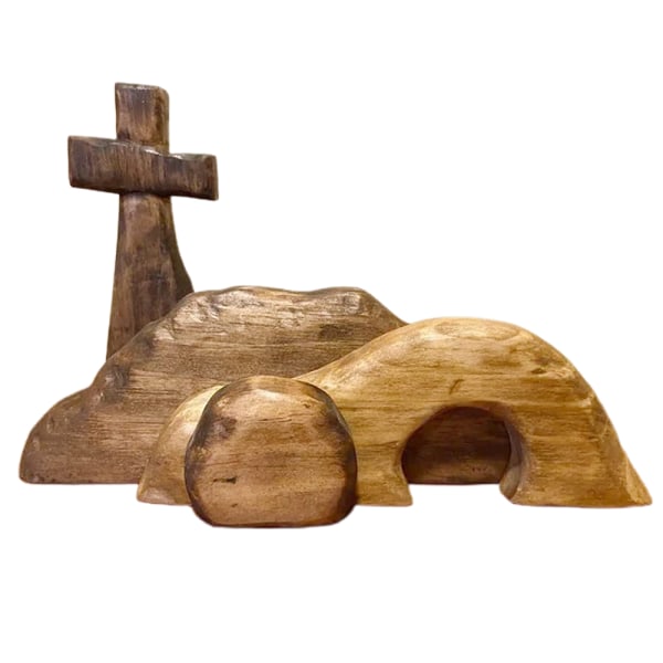 Trä påsk Jesus logotyp lager bricka dekoration hem, skrivbord