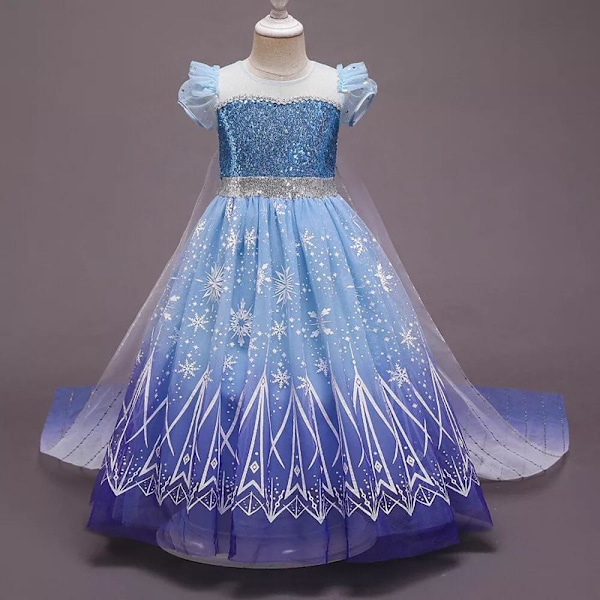 Elsa Prinsessklänning Kostym Cosplay För Flickor Glitter Elsa Klänning Födelsedag Fancy Party Utklädningskläder 130cm