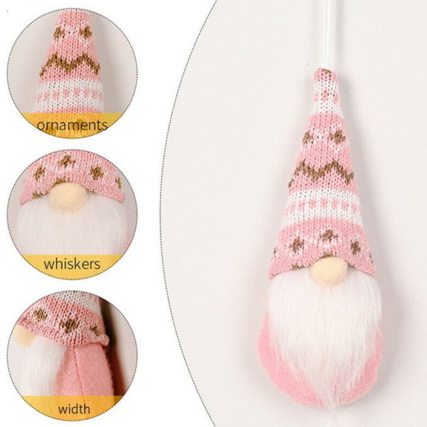 3 st julgranshängande tomteplyschdockor prydnadsföremål pink 3pcs