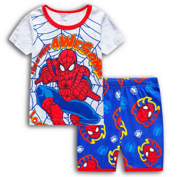 Toddler Barn Pojkar Spiderman Superhjälte Pyjamas T-shirt Shorts Blue&White