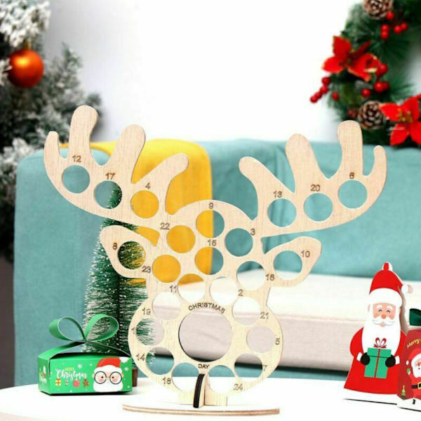 Julchokladramornamenter i trä för hemmet, bordsprydnad Elk