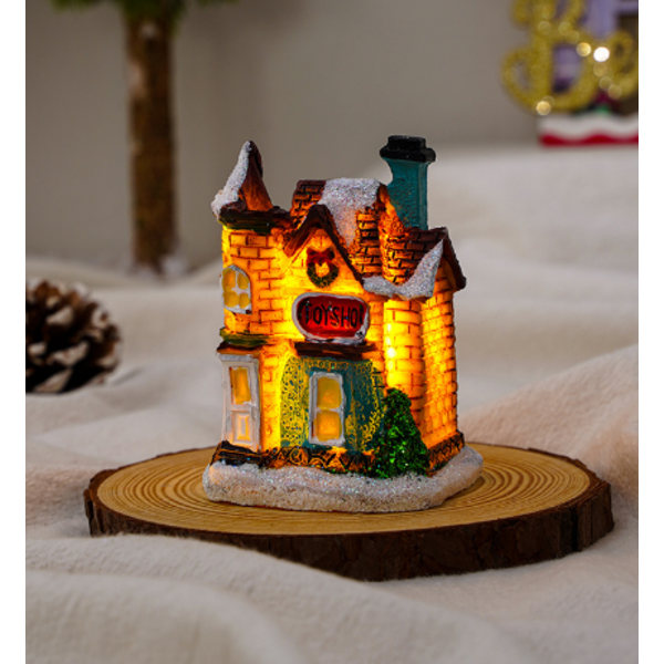 Christmas Snow Village House Decor LED Light Xmas Ornament Gift E
