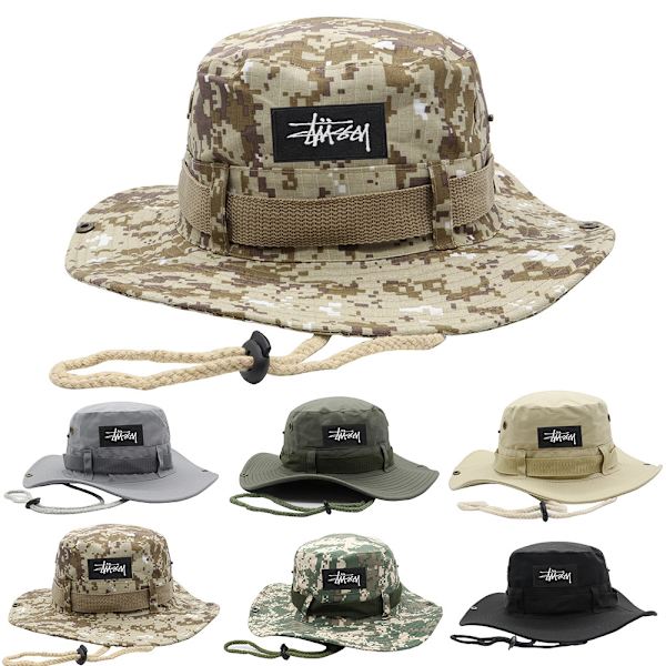Oversized Edge Sort Fiskerhat til Mænd Hurtigtørrende Solhat UV-strålingsblokering Army green