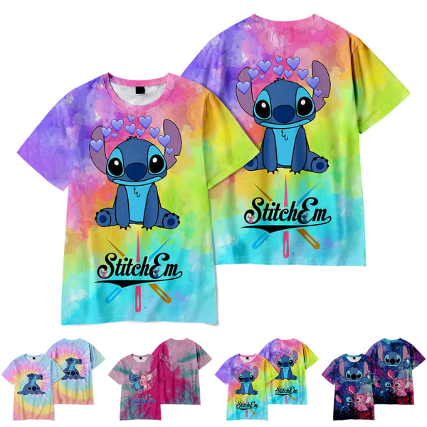 Barn & Vuxen Disney Lilo & Stitch Cartoon Casual Kortärmad T-shirt Topp Present D 160cm