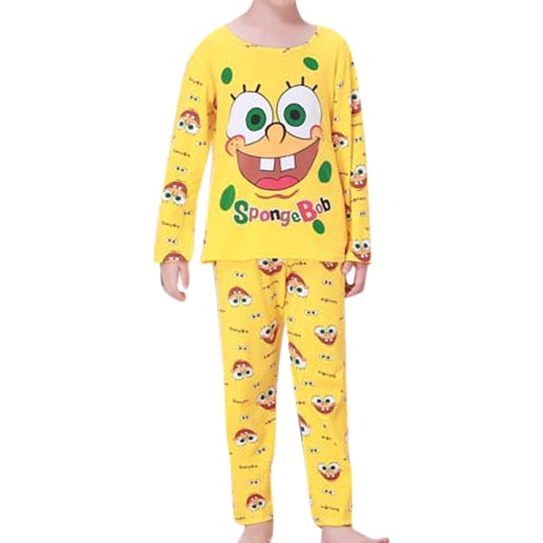 Barn Casual Bekväm långärmad pyjamas tecknad film SpongeBob 134-140cm