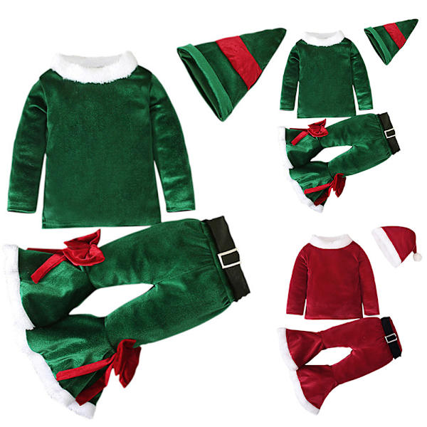 Juldräkt för flickor, vida byxor, tomte, juloutfit 100cm