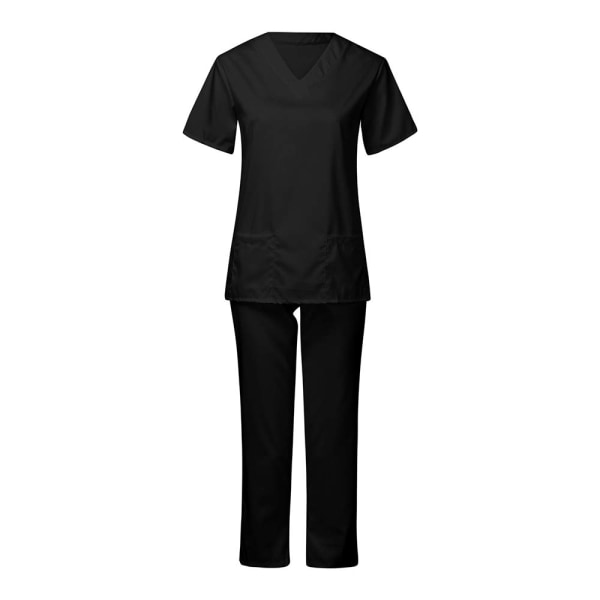 Kvinnor läkare sjuksköterska Uniform sjukhus arbetskläder långa byxor Set black L
