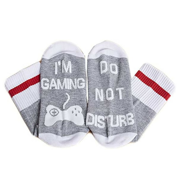 Unisex novelty strumpor "I'm Gaming, Don't Disturb." Mjuka strumpor Grey & Black