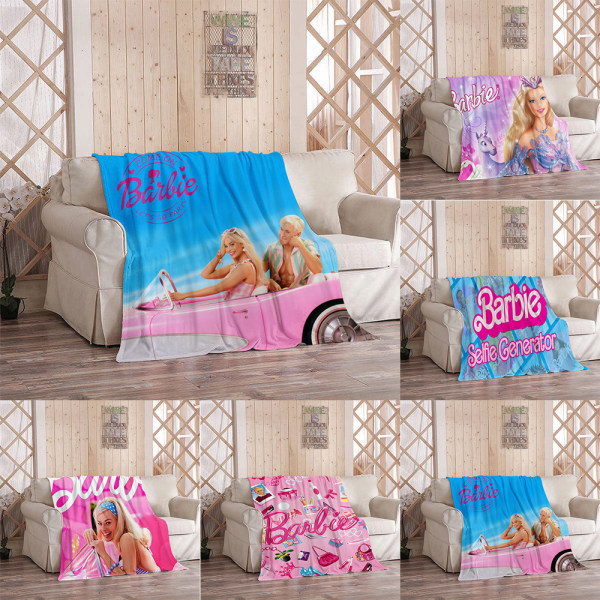 Barbie Movies Blanket 3D Printed Warm Blanket Present för spelfantaster A 125*150cm