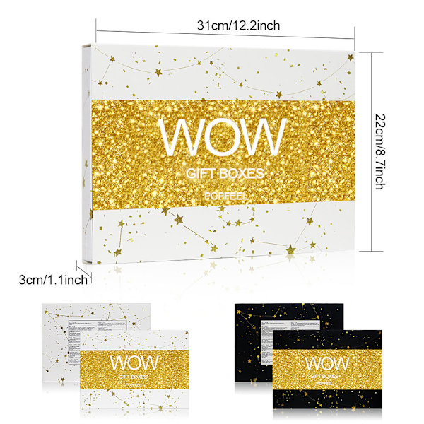 Makeup Julekalender 2024, Jul 24 Dages Nedtællingskalender Makeup Gaveæske, Beauty Julekalender Gaveæske Black Gold