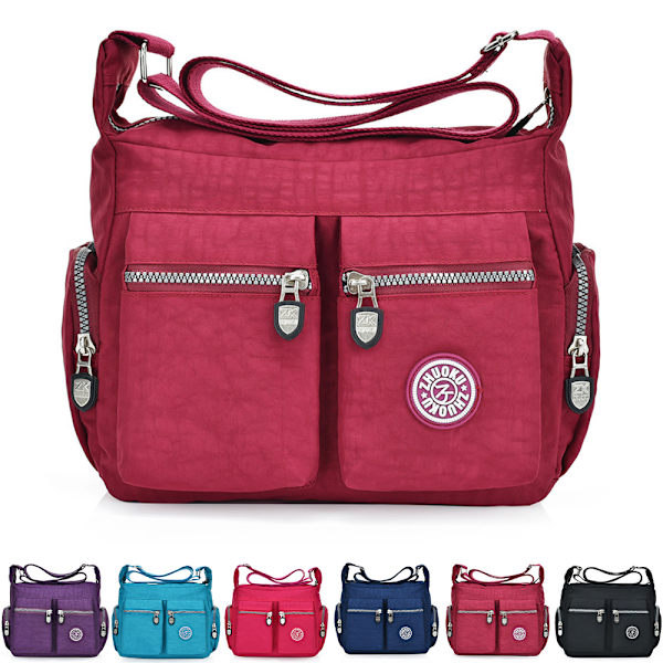 Damväska Messenger Cross Body Bag Kvinnor Axelväska Semester Resväska Handväskor Rose Red