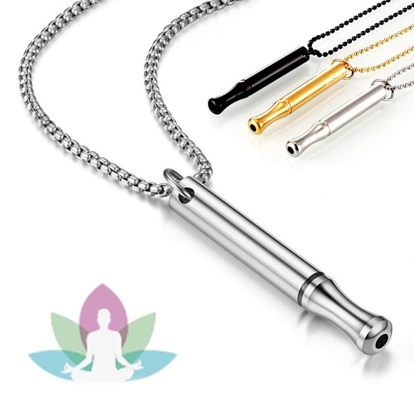 Ångestvisselhalsband, andningshalsband Stress relief Mindful halsband Black