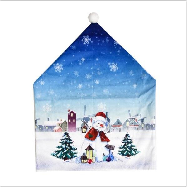 Julstolsöverdrag för middag, feststolsryggdekor, present snowman