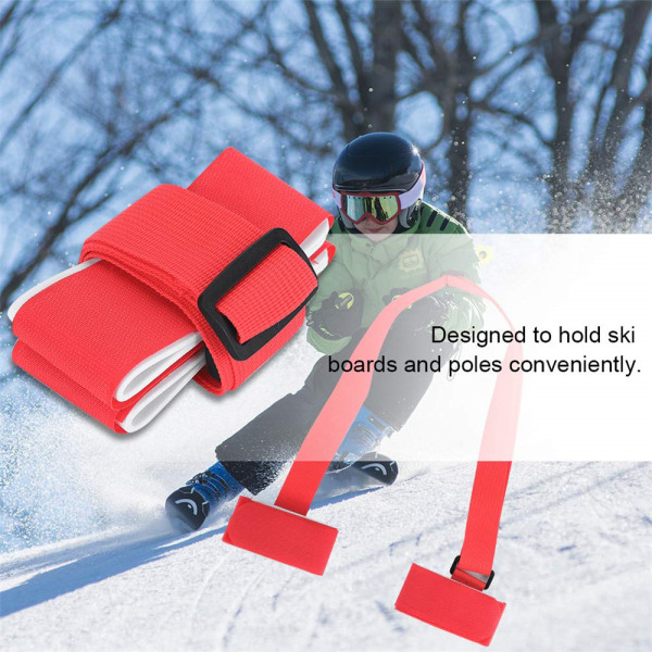 Skidrem Skiddämpad axelrem för enkel transport av skidutrustning Red