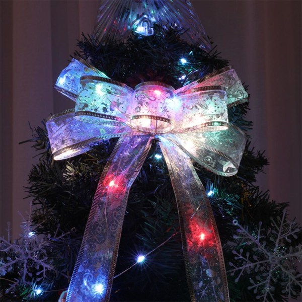 Julgransljus LED-band med rosetter, strängar och dekorationer multicolor 4m
