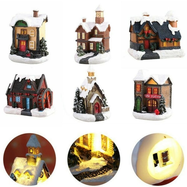 Ljusstark LED Mini Byhus Juldekoration Julpynt B