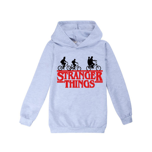 Stranger Things Långärmad T-shirt Hoodie med rund hals Grey 150cm