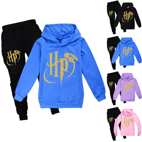 Barn Harry Potter Hoodies Jumper Sweatshirt Toppar Byxor Outfit dark blue 130cm
