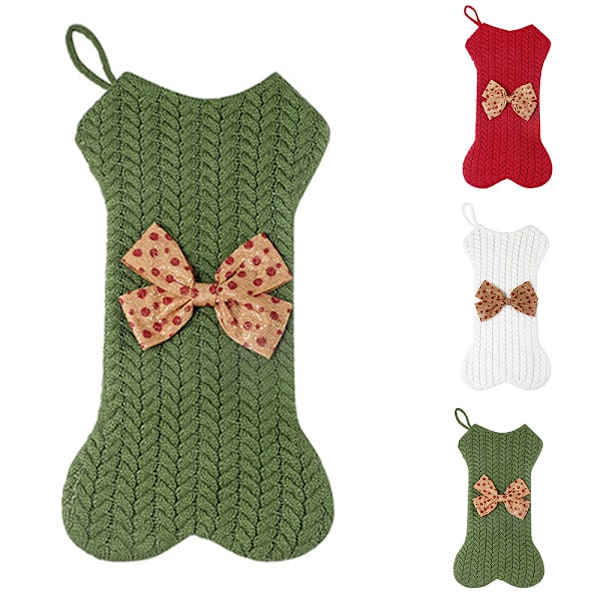 Julgran Strikket Bein Formet Sokk Julepynt green