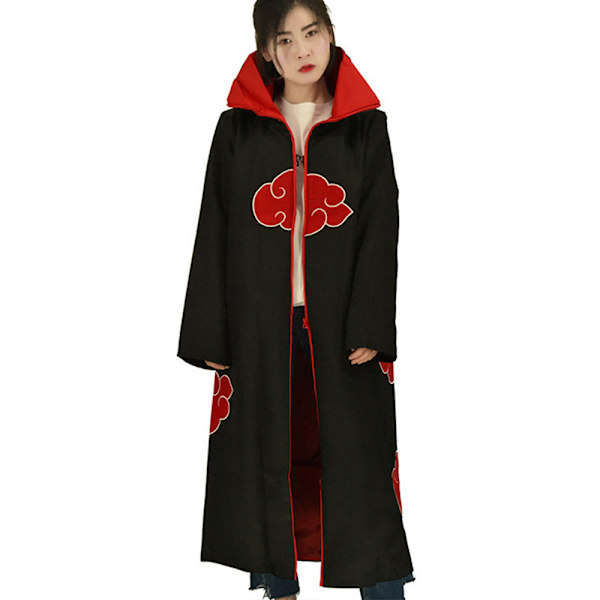 Akatsuki Uchiha Itachi Kappe Kostume Lang Kåbe m/ Pandebånd Ring L