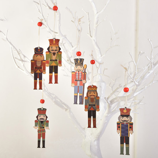 9 st julgranssmycken i trä med valnötsdesign C 9PCS