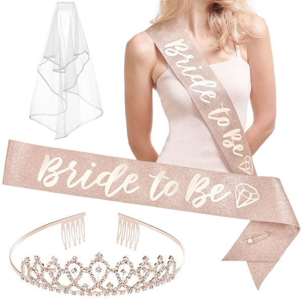 3st/ set Bride To Be Dekorationer Bride Sash Pannband Tiara Veil A