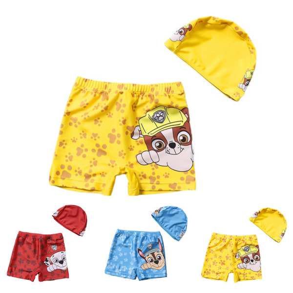 Barn Pojkar Badkläder Baddräkt Shorts med vattentäta badmössor för barn Yellow L
